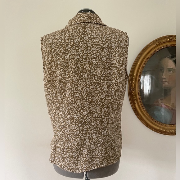 Vintage Taupe Floral Blouse Size M - Picture 4 of 4